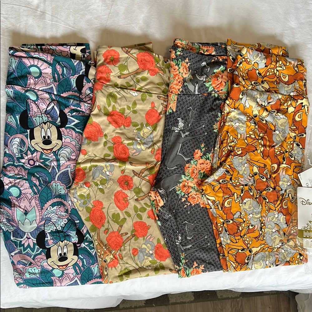 4 PR Disney LuLaRoe Women's Leggings - Multicolor Disney Patterns NWOT